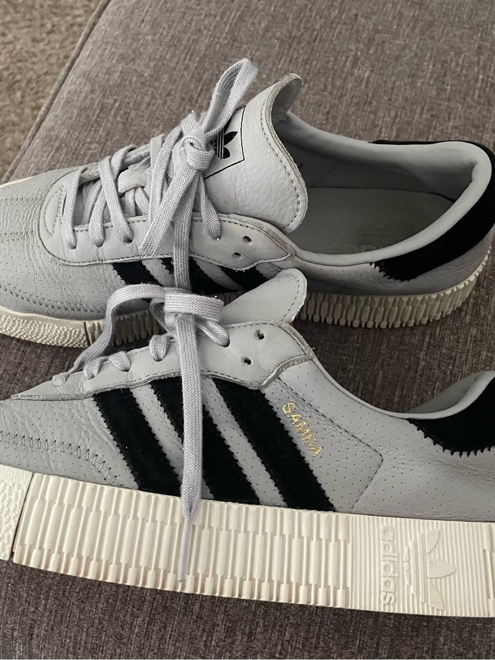 adidas Samba Platform Sneakers - Gray with Black Stripes style CG6106